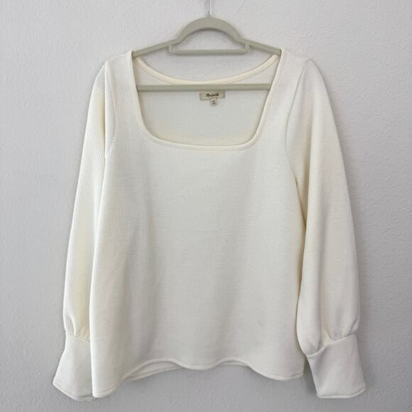 Madewell Womens Ottoman Rib Square Neck Top Size XXL Casual Neutral Ivory - Picture 1 of 7